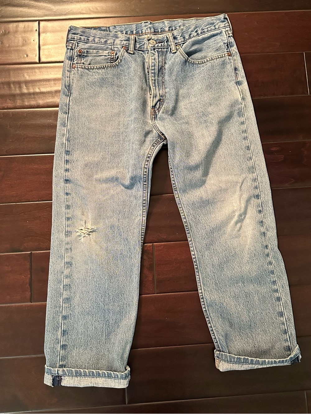 Levi’s 505 Regular Fit Jeans Men’s 35x30 Light Wash Distressed 100% Cotton